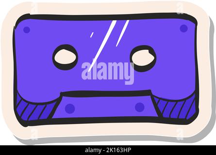 Hand drawn Tape cassette icon in sticker style vector illustration Stock Vector