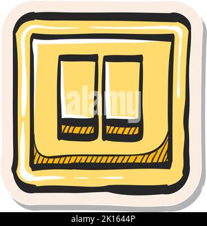 Hand drawn Electric switch icon in sticker style vector illustration Stock Vector