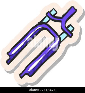 Hand drawn Bicycle suspension fork icon in sticker style vector illustration Stock Vector