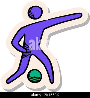 Hand drawn football player icon in sticker style vector illustration Stock Vector