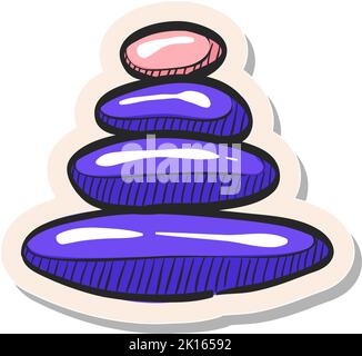 Hand drawn Stacked stone icon in gold foil texture vector illustration ...