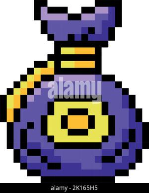 Isolated colored magic pouch videogame icon Pixelated style Vector Stock Vector