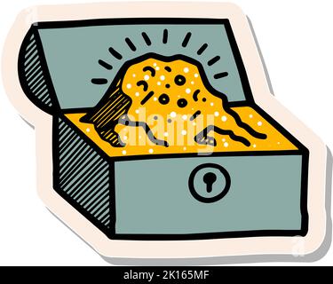 Hand drawn treasure chest icons in sticker style vector illustration Stock Vector
