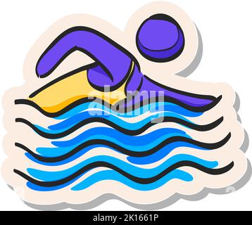 Hand drawn Man swimming vector illustration Stock Vector Image & Art ...