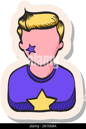 Hand drawn Football fans avatar icon in sticker style vector illustration Stock Vector