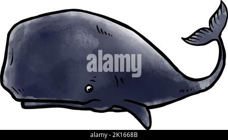 Hand drawn watercolor style humpback whale vector illustration Stock ...