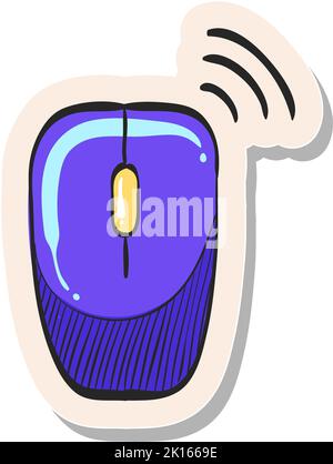 Computer mouse icon is drawn in an outline style that is isolated on a ...