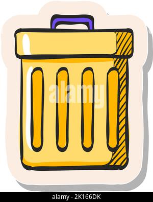 Trash can icon sticker, vector eps10 illustration Stock Vector Image ...