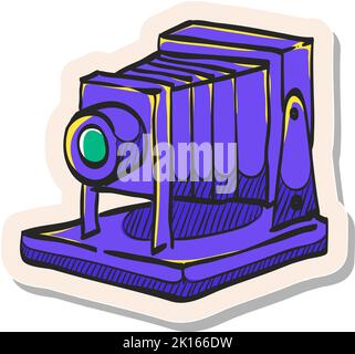 Hand drawn Large format camera icon in sticker style vector illustration Stock Vector
