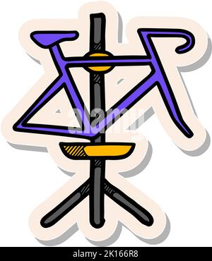 Hand drawn bicycle stand icon in sticker style vector illustration ...