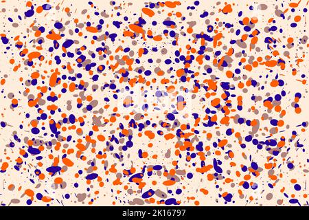 Colorful Abstract background made of paint droplets, blots and splashes. Pink, orange, blue colors. Vector illustration Stock Vector