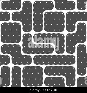 Seamless pattern with black and white puzzles of cookies, crackers. Vector background. Stock Vector
