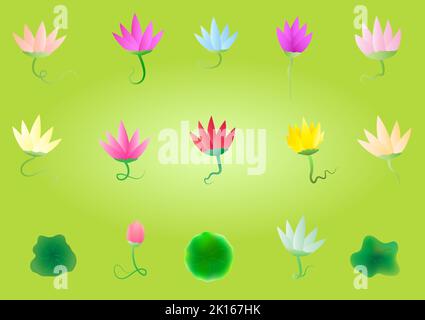 Correction of lotus floral blossom art graphic design modern abstract cut out textured pattern vector illustration decoration Stock Vector