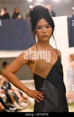 London, UK. 15th Sep, 2022. Tammam 15 year anniversary, 2023 collection FUTURE catwalk at LFW SE23 at 48 Regent street, Piccadilly circus, London, UK. - 15th September 2022. Credit: See Li/Picture Capital/Alamy Live News Stock Photo