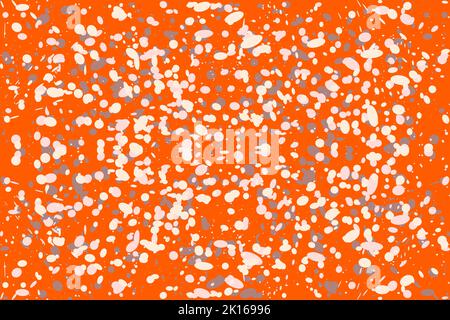 Colorful Abstract background made of paint droplets, blots and splashes. Orange, pink, white colors. Vector illustration Stock Vector