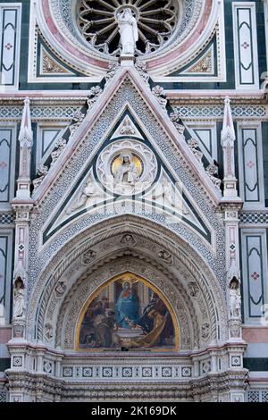 Florence Cathedral Duomo aka Santa Maria del Fiore Cathedral Duomo - & Brunelleschi Dome -  Florence Cathedral facade exterior Italian Gothic Stock Photo