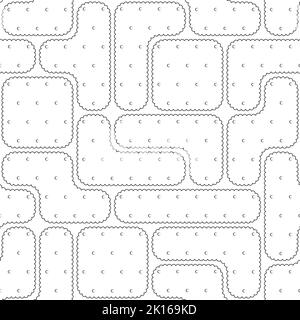 Seamless pattern with black and white puzzles of cookies, crackers. Vector background. Stock Vector