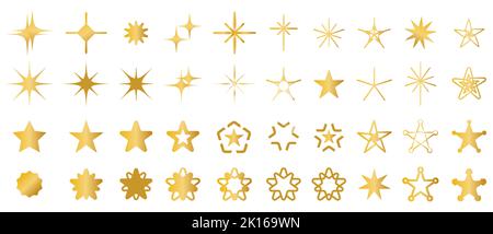 Golden Star icon set. Modern simple stars collection. Vector illustration Stock Vector