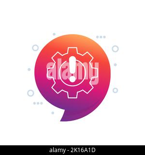 error in process icon with a gear, vector Stock Vector