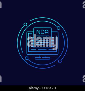 NDA, Non disclosure agreement line vector icon Stock Vector