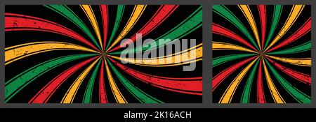 Black History Month Vintage Sunburst Texture Horizontal and square background. Black Lives Matter. African flag colors. Juneteenth festival. Social me Stock Vector