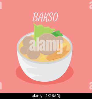Illustration vector design of meatball or bakso from indonesian's food Stock Vector
