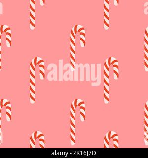 Christmas cane seamless pattern simple flat vector Stock Vector
