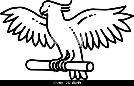 Cockatoo bird animal pet icon. Hand drawn vector illustration. Editable line stroke. Stock Vector