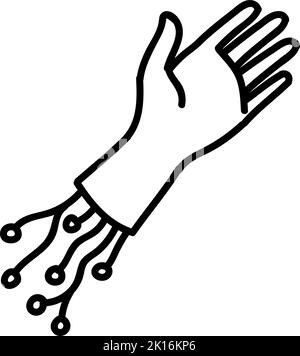 Robotic arm prosthetic icon. Hand drawn vector illustration. Editable line stroke. Stock Vector