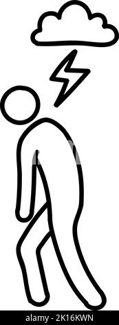 Mental health icon. Depression. Hand drawn vector illustration. Editable line stroke. Stock Vector