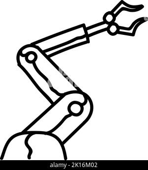 Robotic arm icon. Hand drawn vector illustration. Editable line stroke. Stock Vector