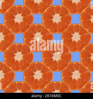 seamless pattern of oranges on blue background  Stock Photo