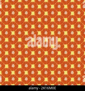 seamless pattern of mandarins on yellow background  Stock Photo
