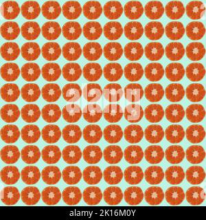 seamless pattern of mandarins on green background  Stock Photo