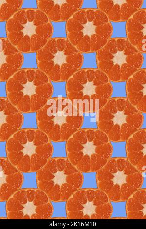 seamless pattern of oranges on blue background  Stock Photo