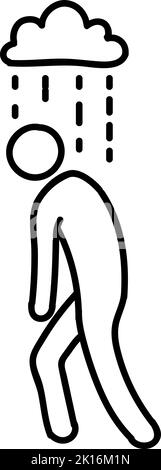 Mental health icon. Depression. Hand drawn vector illustration. Editable line stroke. Stock Vector