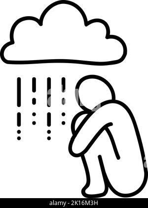 Mental health icon. Depression. Hand drawn vector illustration. Editable line stroke. Stock Vector