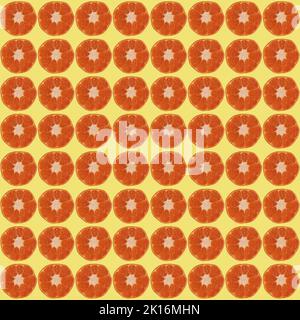 seamless pattern of mandarins on yellow background  Stock Photo