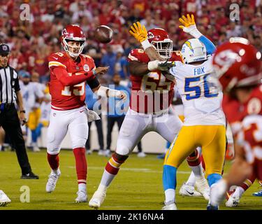 Kansas City Chiefs defensive end Mike Danna (51) sacks Los Angeles Chargers  quarterback Justin Herbert (10) during an NFL football game Sunday, Nov.  20, 2022, in Inglewood, Calif. (AP Photo/Kyusung Gong Stock Photo - Alamy