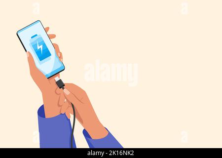 Charging Phone with USB Type C Charger Illustration. Stock Vector