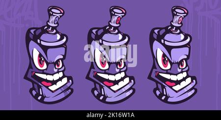 Abstract Hiphop Graffiti Style Spray Cans Vector Illustration Template Stock Vector