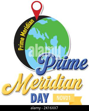 Prime Meridian Day Logo Concept illustration Stock Vector