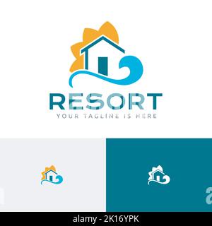 Resort Hotel Beach Bay Tour Travel Logo Stock Vector