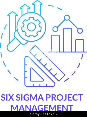 Six Sigma project management blue gradient concept icon Stock Vector