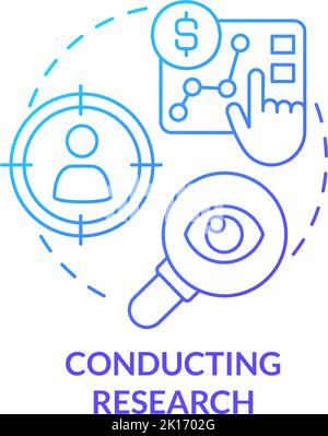 Conducting research blue gradient concept icon Stock Vector
