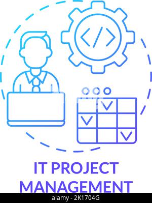 IT project management blue gradient concept icon Stock Vector