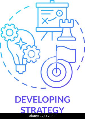 Developing strategy blue gradient concept icon Stock Vector