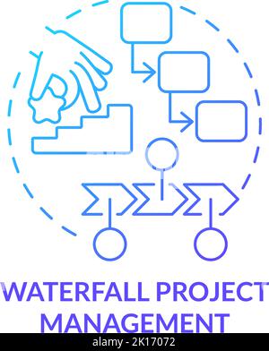 Waterfall project management blue gradient concept icon Stock Vector