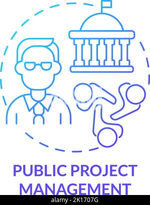 Public project management blue gradient concept icon Stock Vector