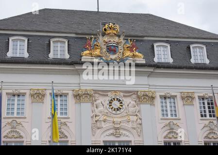 Bonn September 2022: The historic Old Town Hall is located on the market square, the 'parlor' of Bonn. The rococo building houses, among other things, Stock Photo